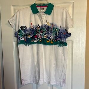 The Disney Store NWT women’s vintage white short sleeve golf polo shirt